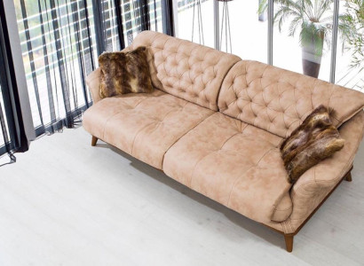 Brown Couch Sofa Living room Couches Upholstery Furniture Three Seater 221cm